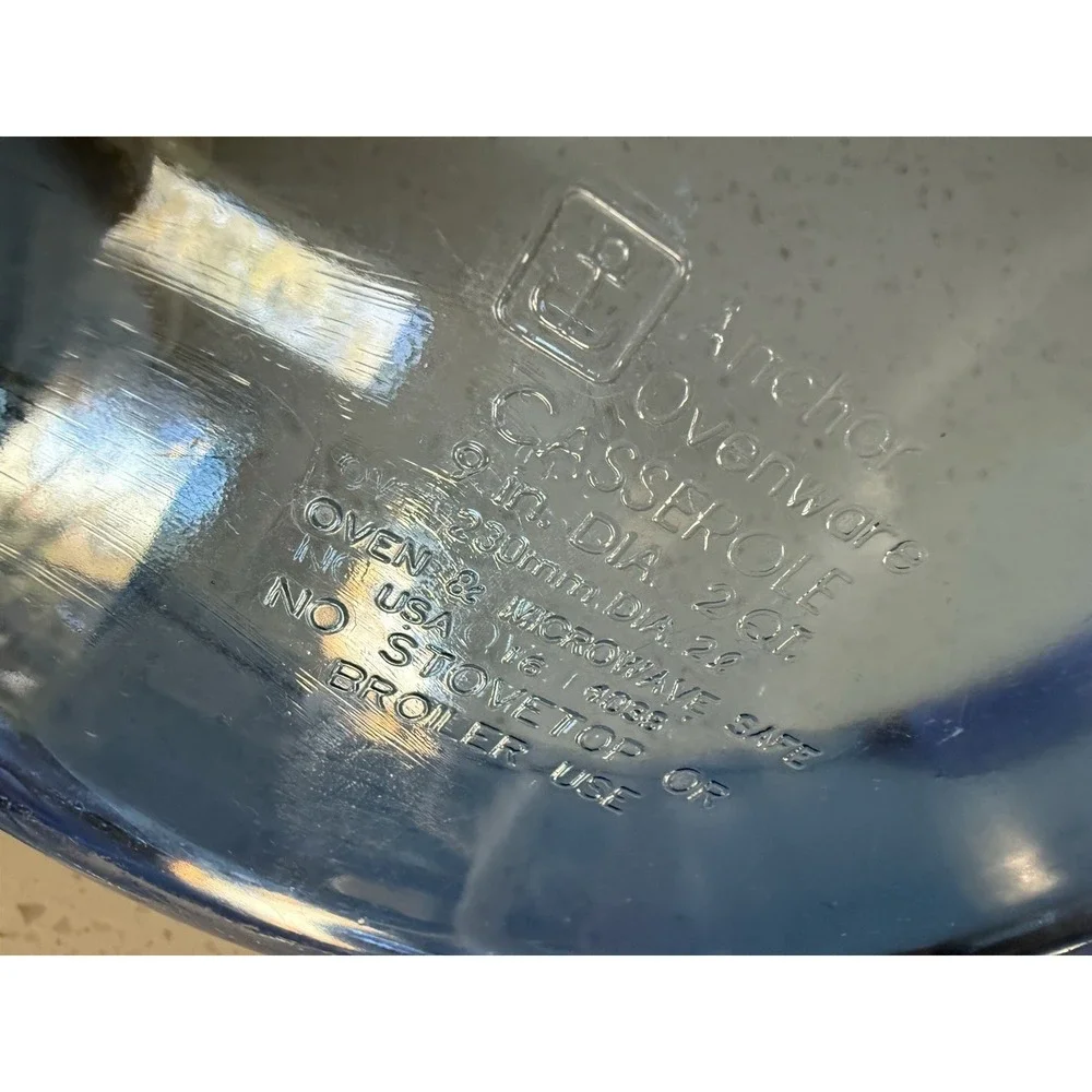 Vtg Anchor Hocking Cobalt Blue 2-Quart 9-inch Round Casserole Bake Pan, Handles